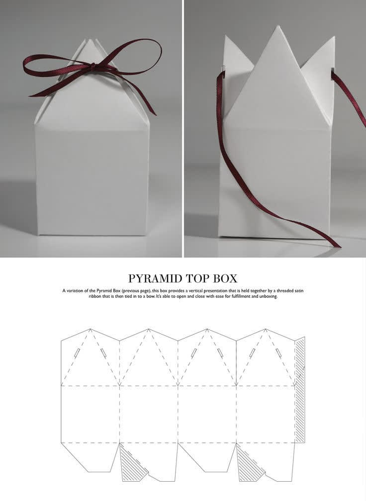 Pyramid top box with dyeline