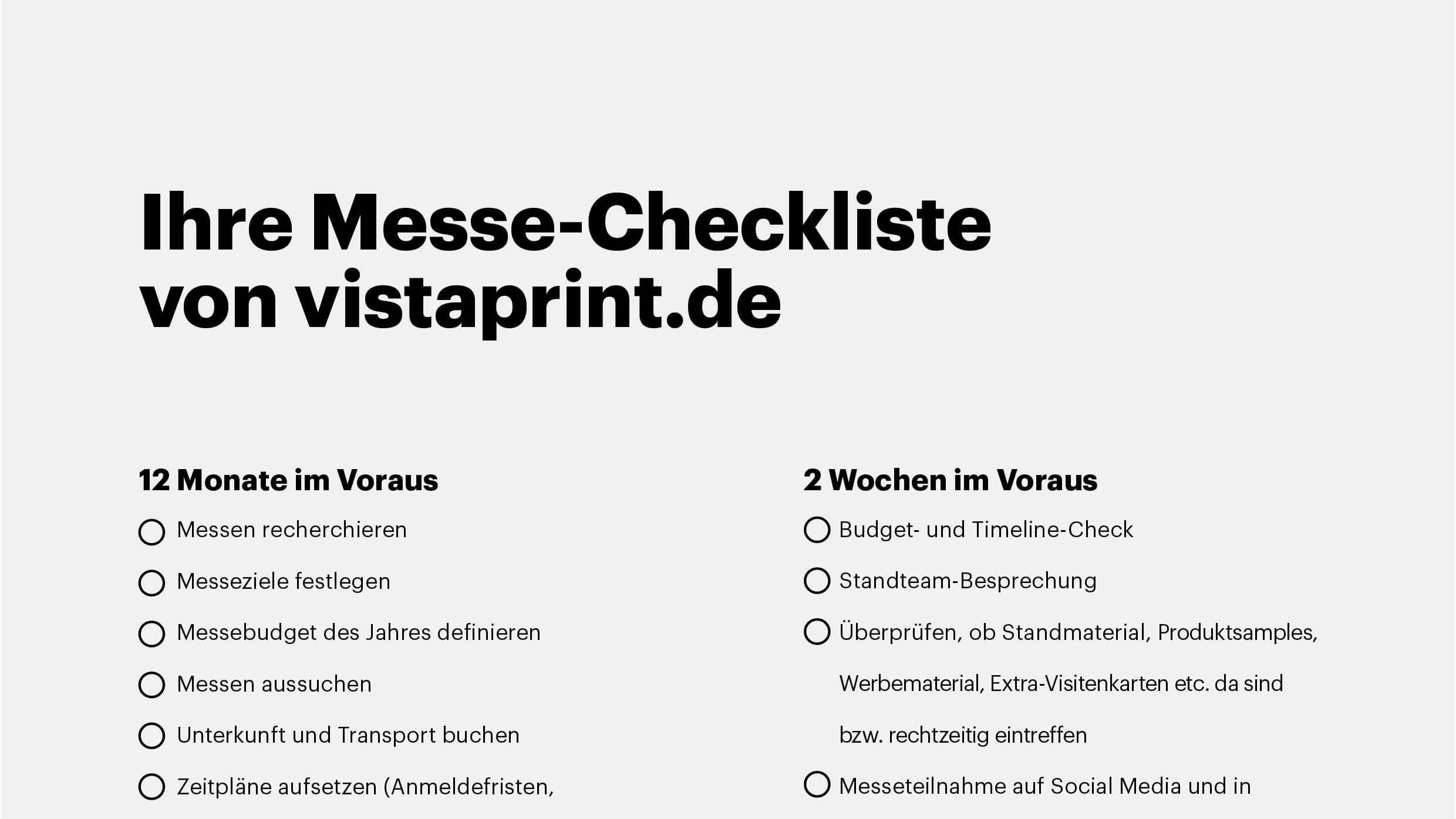 Messe Checkliste